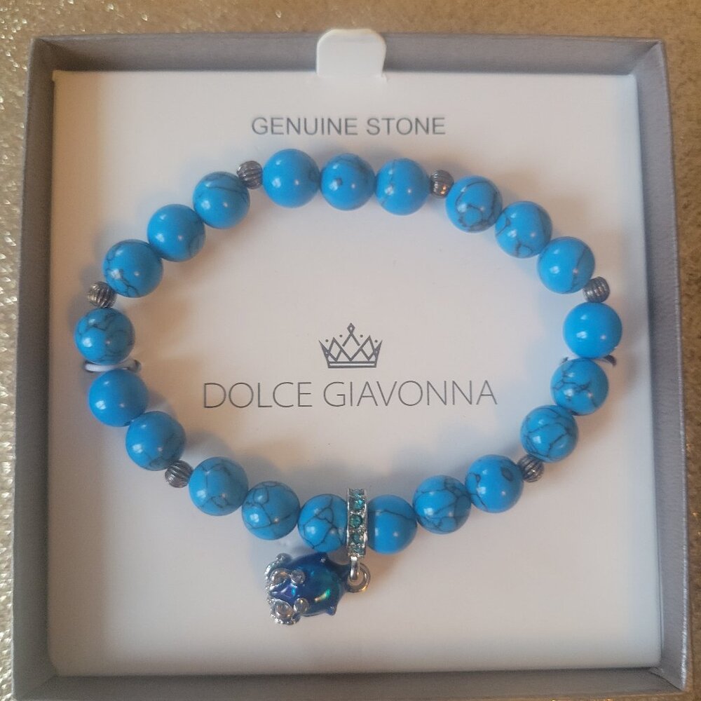 Blue Gem and Beaded Bracelet